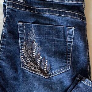 Lightly Used Lee Platinum Label Jeans with Embroidered Botanicals Size 14